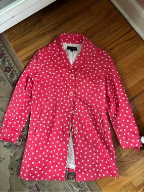 Hot Pink Polka Dot Women’s Vintage Rain/Trench Coat Size 8/Medium